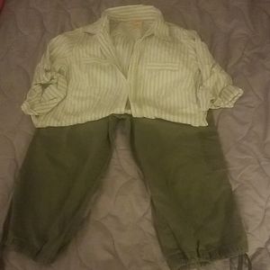 Olive green shirt and matching Dockers capris